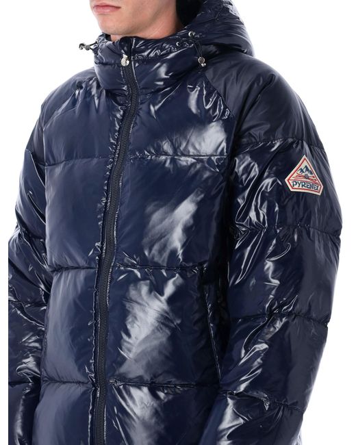 Pyrenex Blue Sten Hooded Down Jacket Polyamide Padding for men