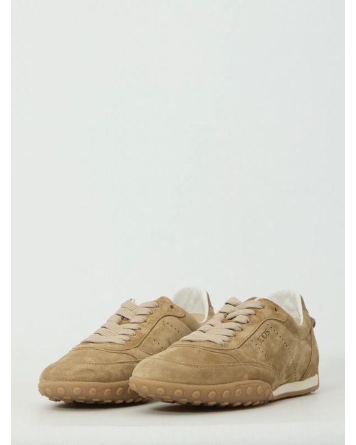 Tod's Natural Cappuccino Suede Sneakers