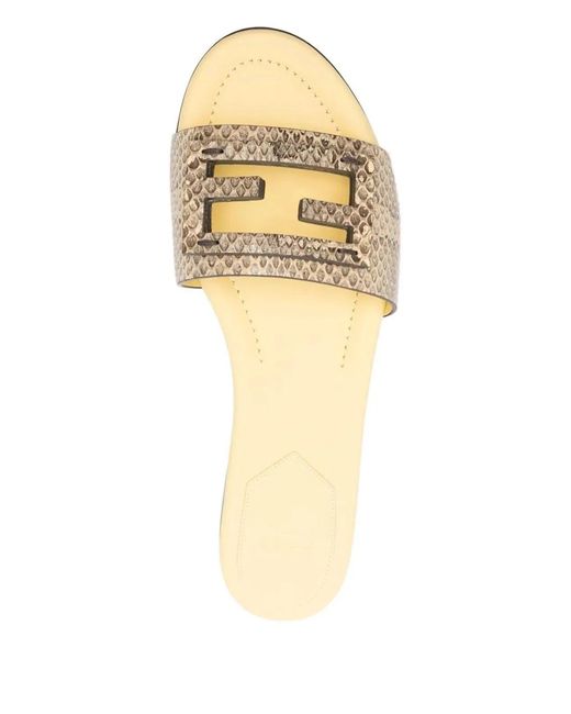 Fendi Natural Snakeskin Leather Slides