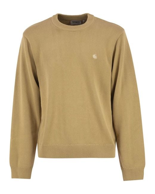 Carhartt Natural Cotton Crew Neck Jumper With Embroidered Logo