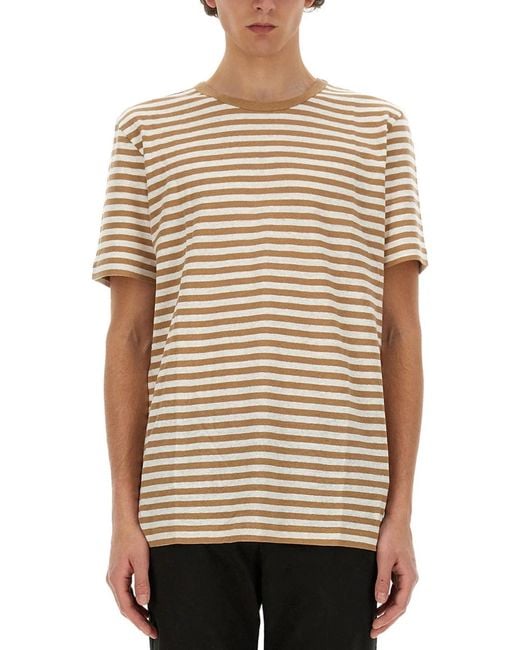Boss Natural Striped T Shirt for men