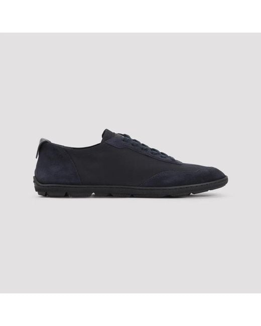 Giorgio Armani Blue Calf Leather Rubber Sneakers for men