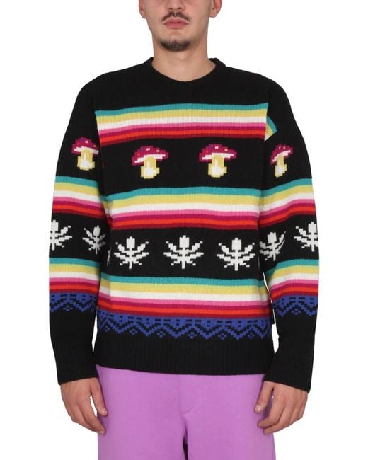 MSGM Red Wool Crew Neck Sweater for men