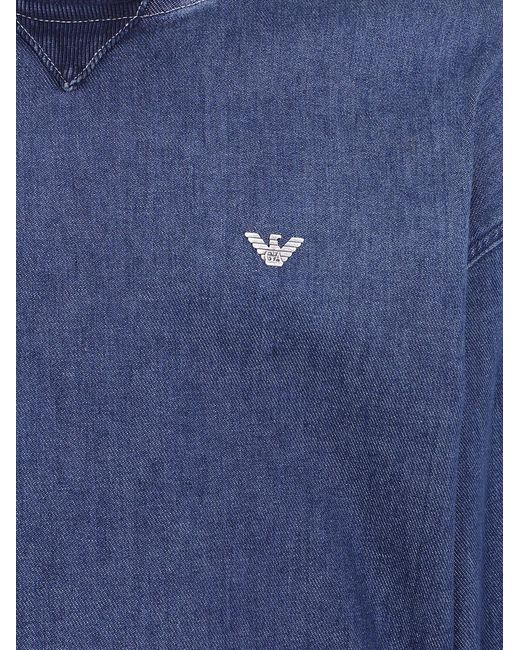 Emporio Armani Blue Round Neck Sweatshirt for men