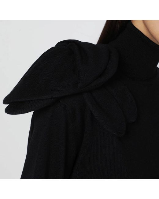 Moschino Black Turtleneck Sweater With Flower Detail