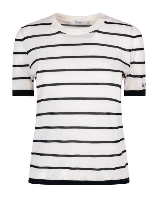 Max Mara White Cashmere And Silk Yarn Sweater