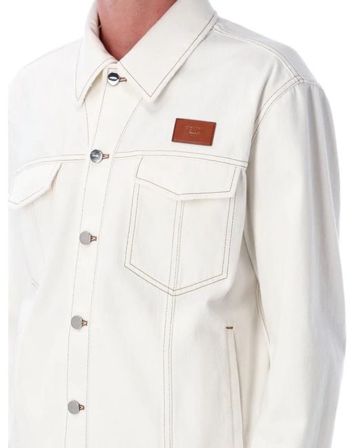 Fendi White Denim Jacket for men