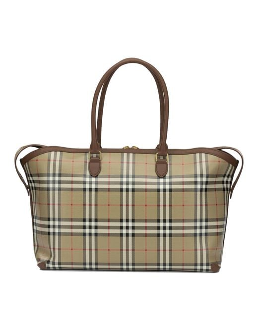 Burberry Natural "Check" Large Shoulder Bag