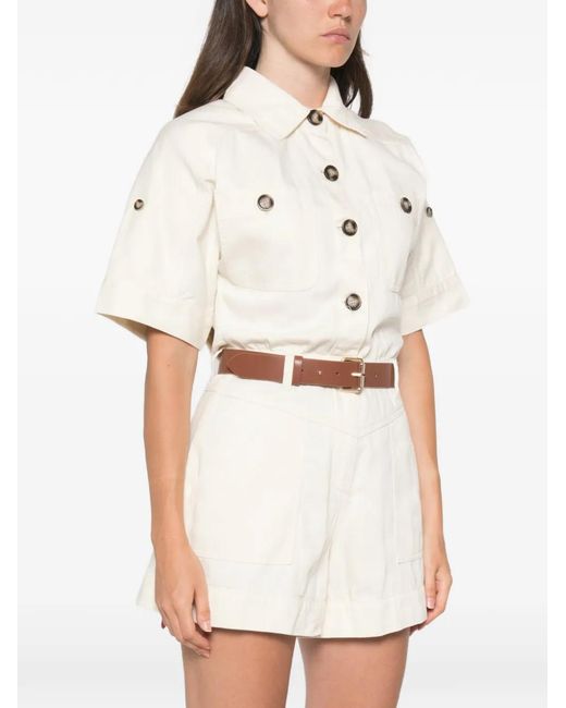 Self-Portrait White Denim Playsuit