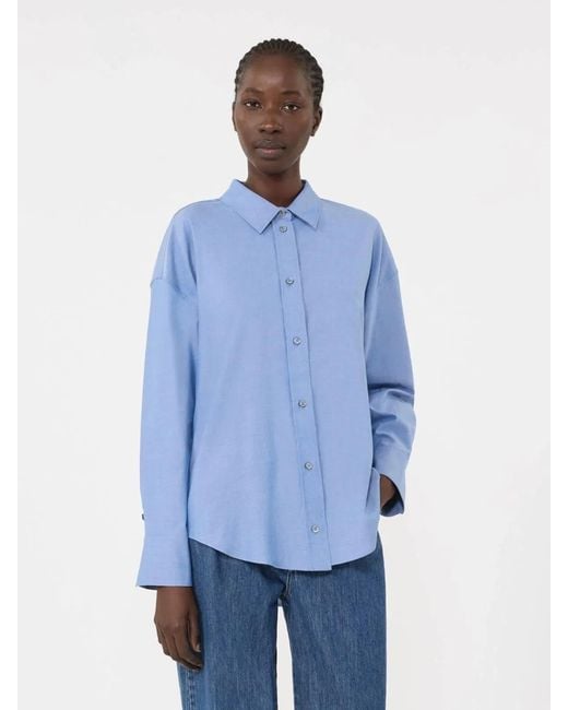 Max Mara Blue Cotton Oxford Shirt