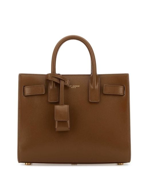 Saint Laurent Brown Leather Nano Sac De Jour Handbag