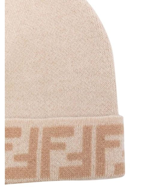 Fendi Natural Junior Beanie Ff Reversible