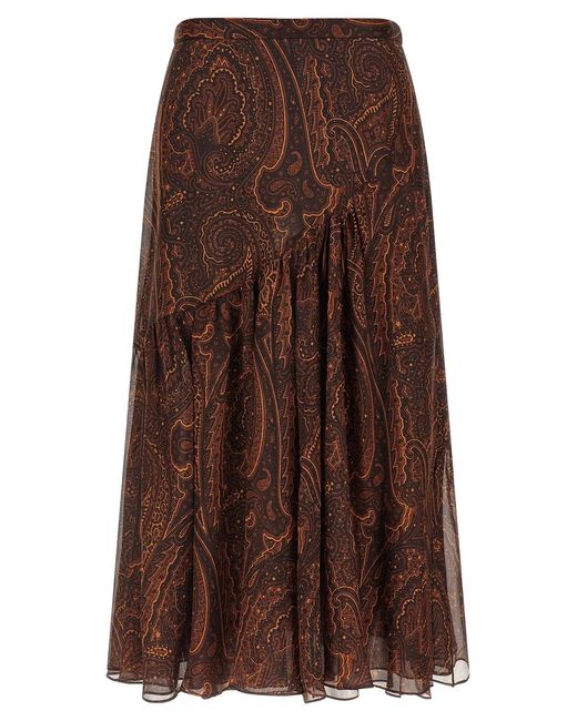 Etro Brown Paisley Skirt