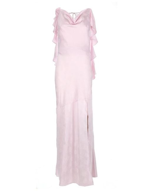 ROTATE BIRGER CHRISTENSEN Pink Long Waterfall Dress