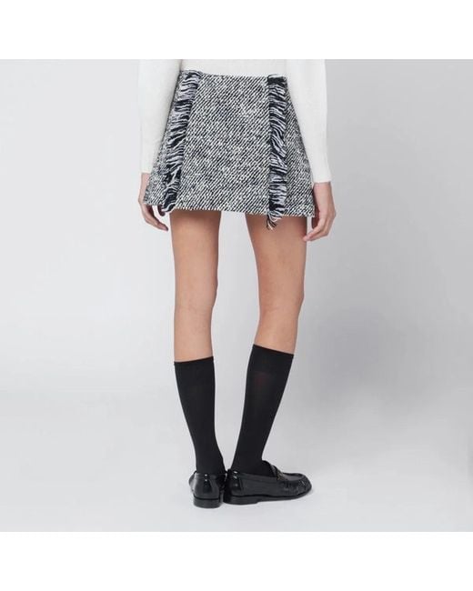 DURAZZI MILANO Gray Patterned Wool-Blend Mini Skirt