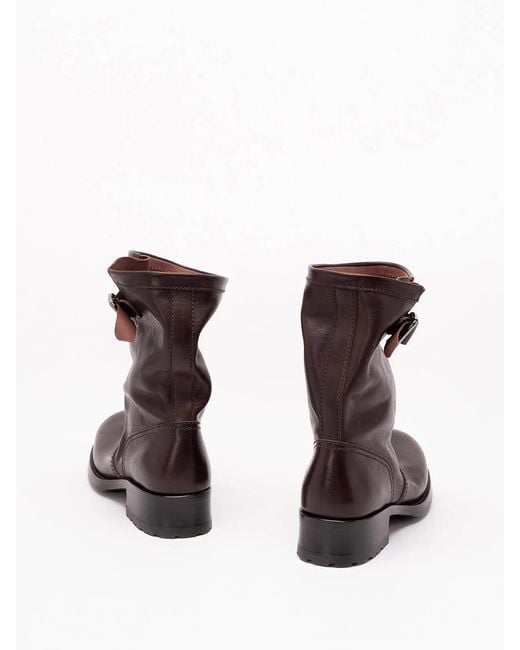 Prada Brown Leather Mid-Calf Boots