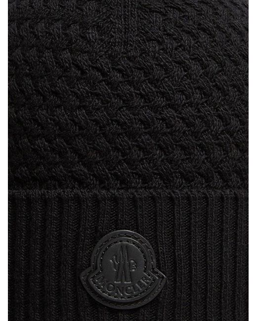 Moncler Black Wool Hat for men