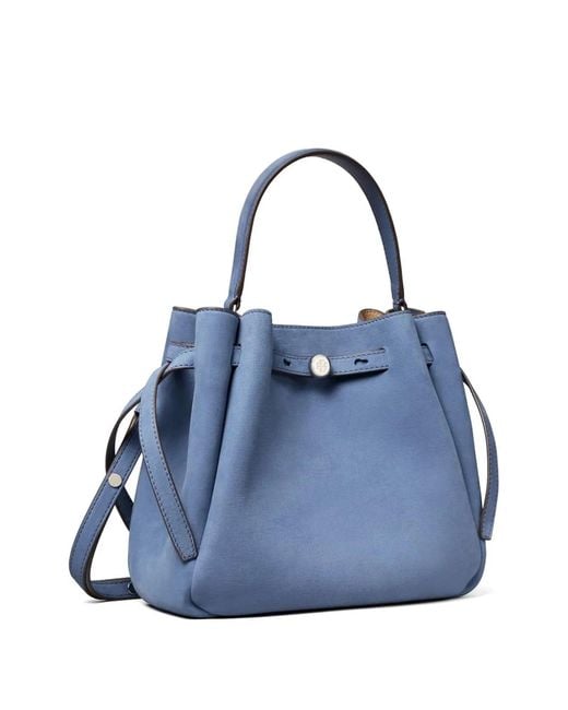 Tory Burch Blue Romy Leather Bucket Bag