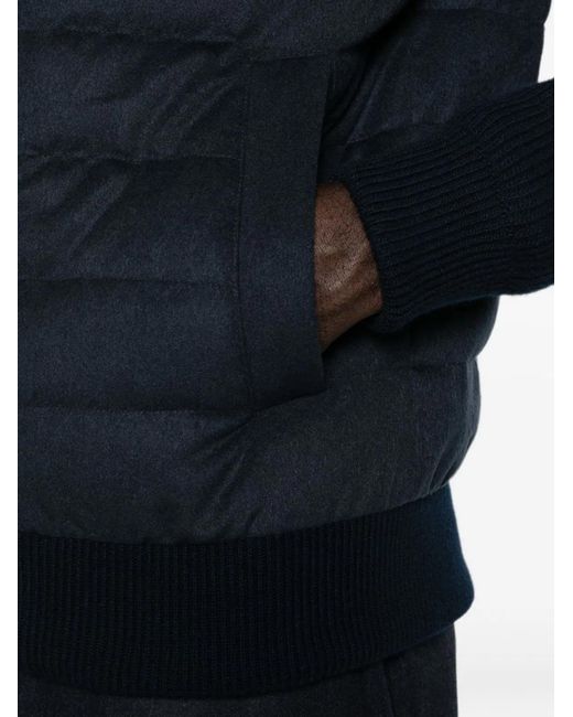 Herno Blue Quilted Knit Jacket for men