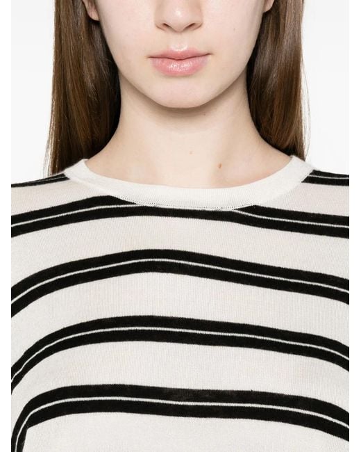 Soft Goat White Horizontal Stripe Top