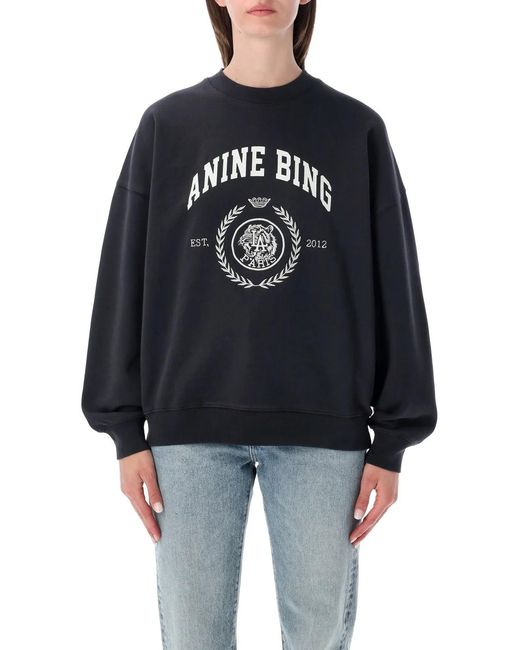 Anine Bing Black Miles Collegiate Sweatshirt Washed