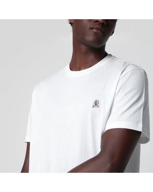 Parajumpers White Cotton T-Shirt With Logo Patch for men