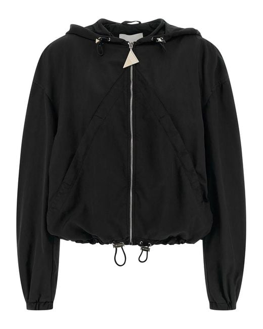 The Attico Black Hooded Bomber Jacket