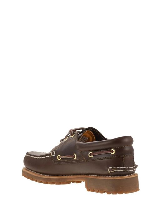 Timberland Brown 3-Eye Lug Boat Shoes for men