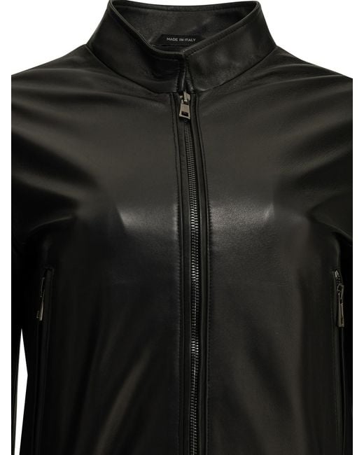 Semler Black Cow Nappa Leather Polyester Leather Jacket