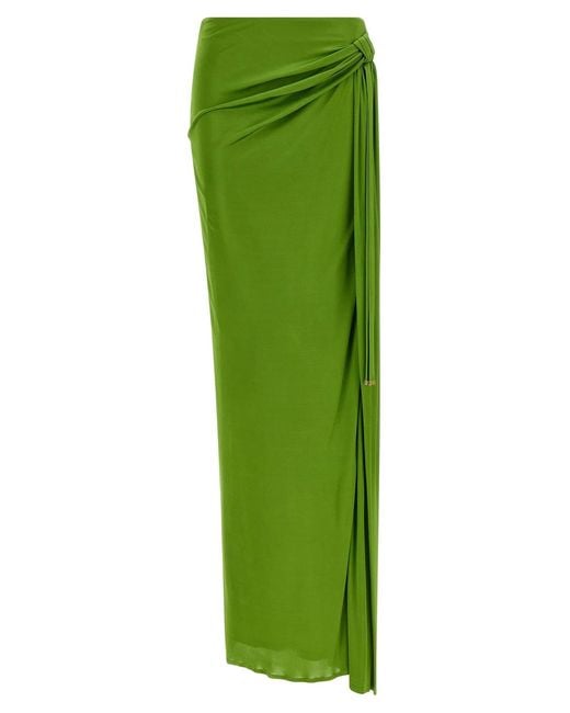 Elisabetta Franchi Green Shiny Viscose Skirt