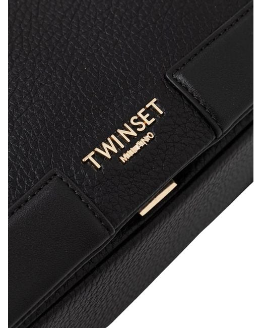 Twinset Black Logo-Lettering Cross Body Bag