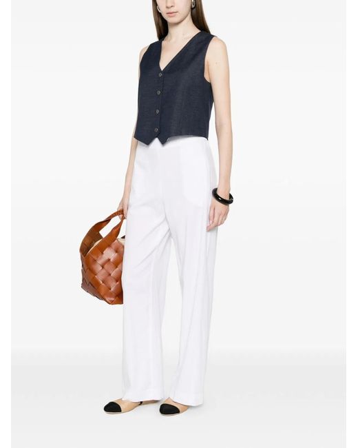 Via Masini 80 White Striaght-Leg Trousers