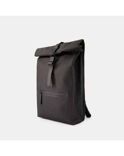 Rains Black Rolltop Rucksack Backpack