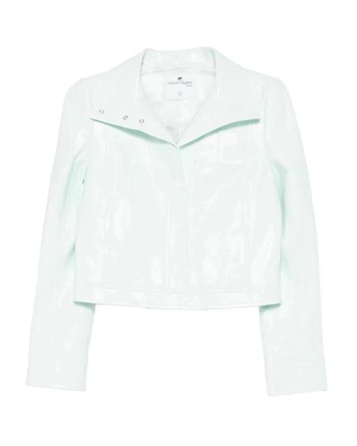 Courreges White Courregès Reedition Vinyl Jacket With Buttoned Collar
