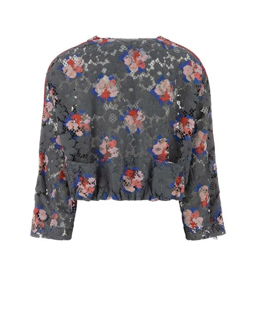 Fendi Blue Printed Lace Blazer