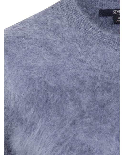 SEVENTY VENEZIA Blue Short-Sleeve Cashmere Sweater
