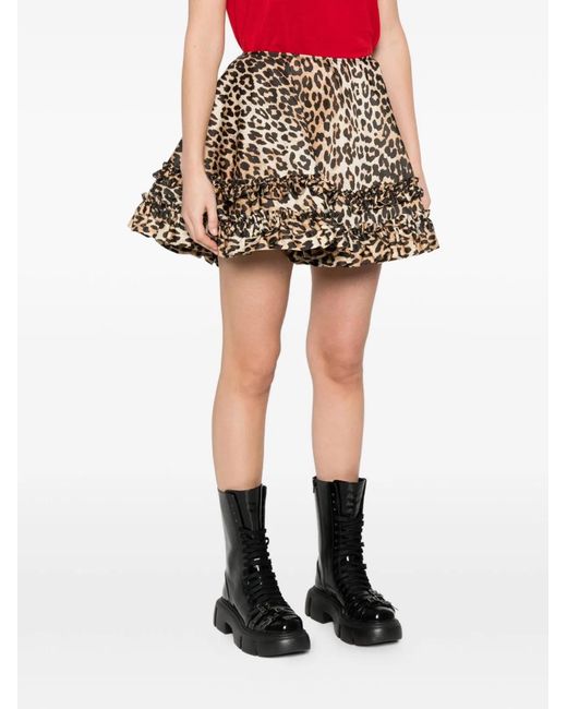 Ganni White Leopard Skirt