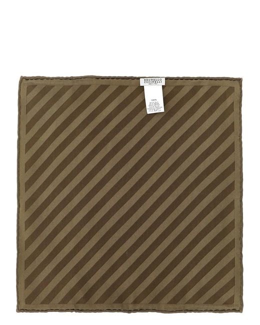 Brunello Cucinelli Green Regimental Pocket Clutch for men