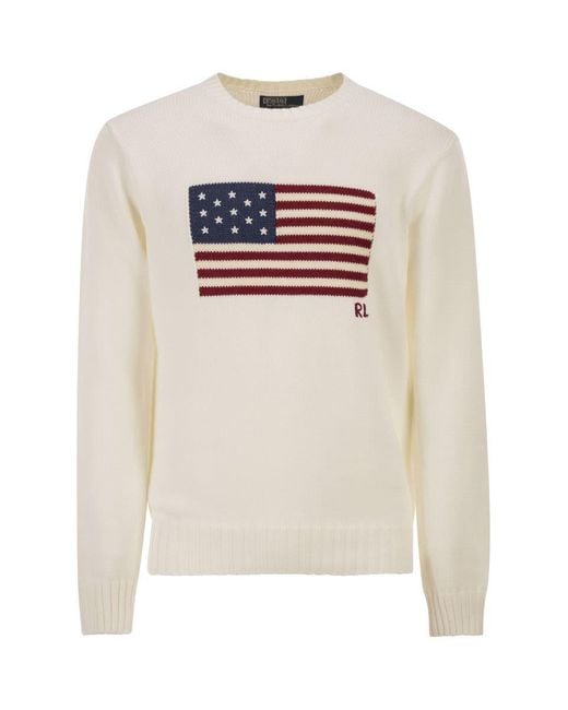 Polo Ralph Lauren White Iconic Flag Shirt for men