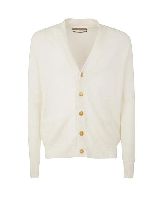 Original Vintage Style White Wool Cashmere Cardigan for men