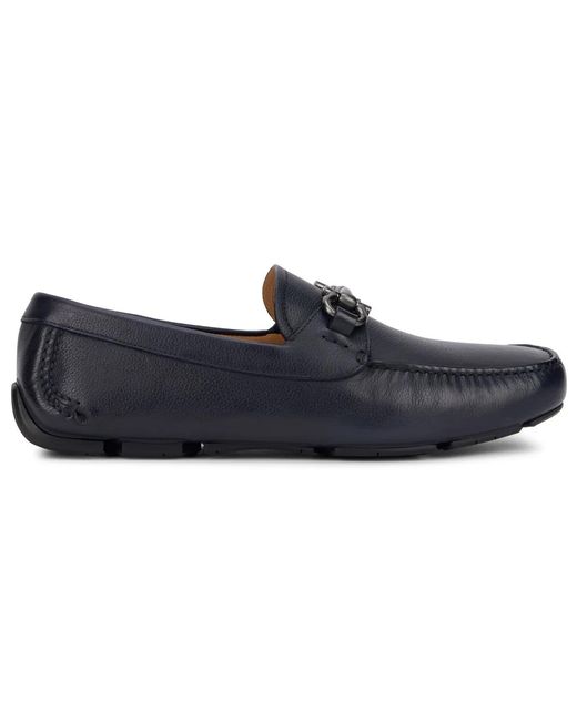 Ferragamo Black Moccasins Gancini Ornament Driver for men