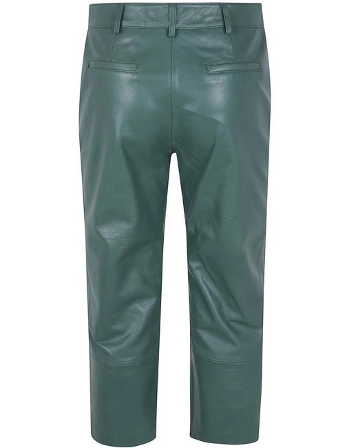 Frankie Shop Green "Lior" Leather Capri Pants