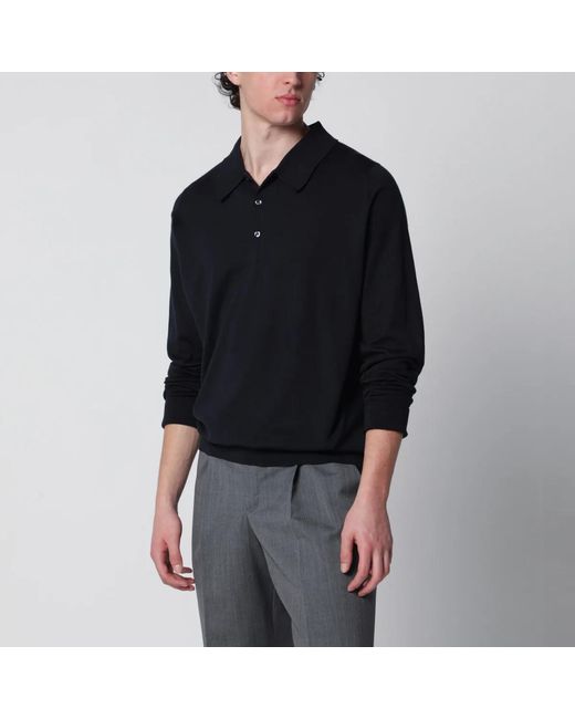 John Smedley Black Finchley Polo for men