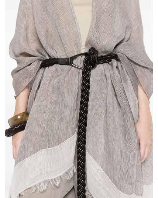 Fabiana Filippi White Fringed Linen Fabric Cloak