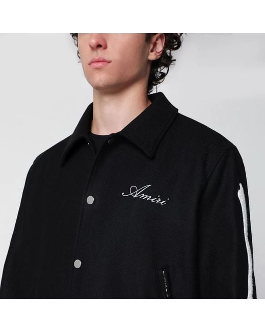 Amiri Black Wool Blend Jacket With Logo for men
