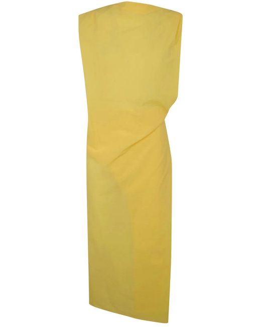 Jacquemus Yellow "La Robe Drap" Midi Dress