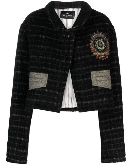 Etro Black Wool Blend Cropped Jacket