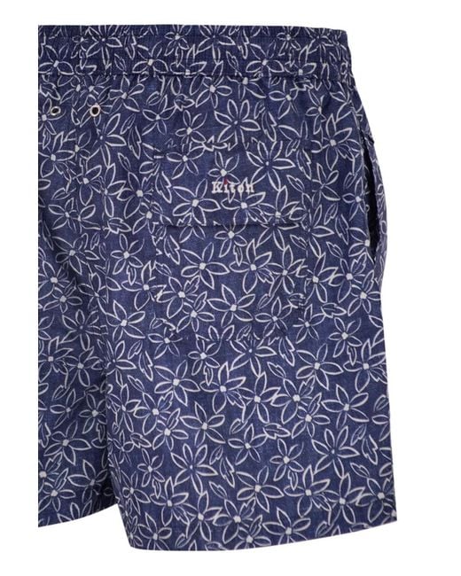 Kiton Blue Short Patterned Swim Boxers for men