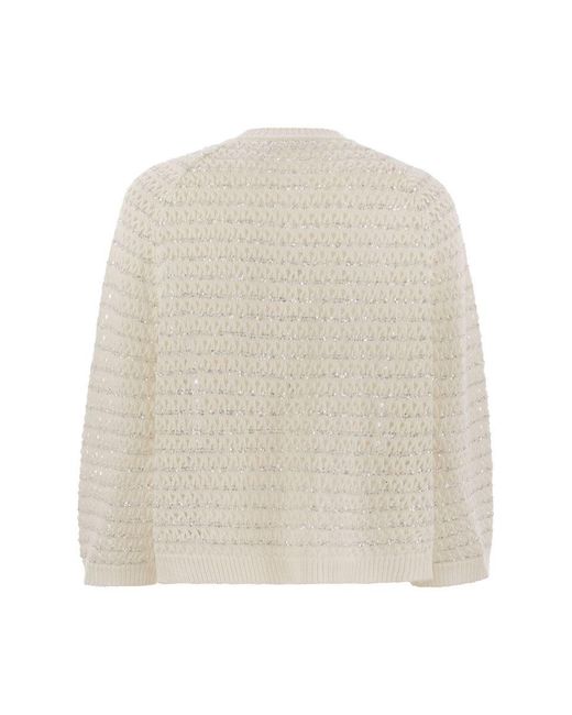 Fabiana Filippi White Cotton Open Cape With Sequins