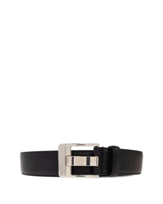 Tod's White Soft Leather Belt With Metal Buckle for men